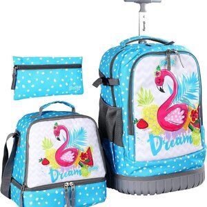 Rolling Backpack w/lunch bag & Pencil Case /18in Wheeled Backpack / 3 pc…
